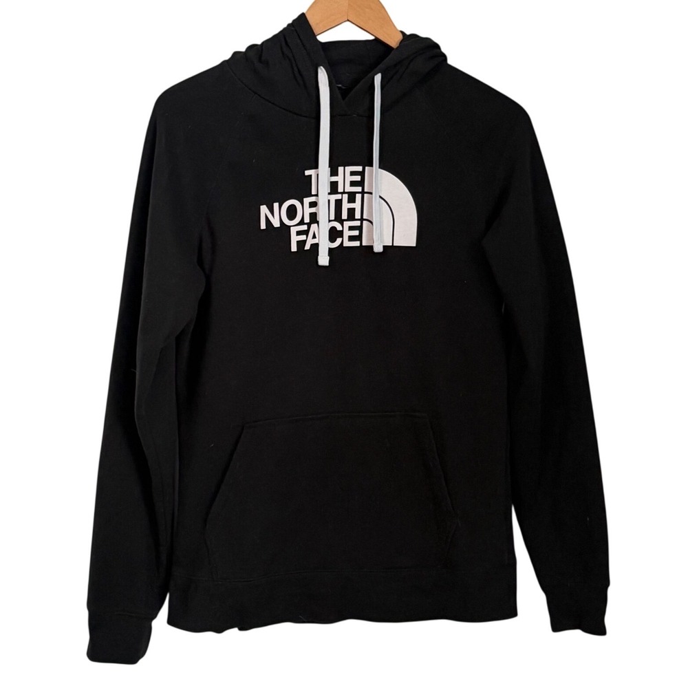 The North Face Half Dome Logo Hoodie Sweatshirt Womens L Black Pullover‎ Cotton